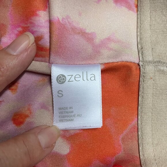 ZELLA Women's orange/beige/pink tie dye longline racer back sports bra, size S - Picture 3 of 4